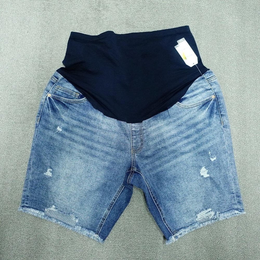 Time & Tru Demin Jean Maternity Bermuda Short Comfort Belly S 4/6